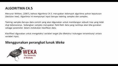 Data Mining - Klasifikasi data menggunakan algoritma C4.5