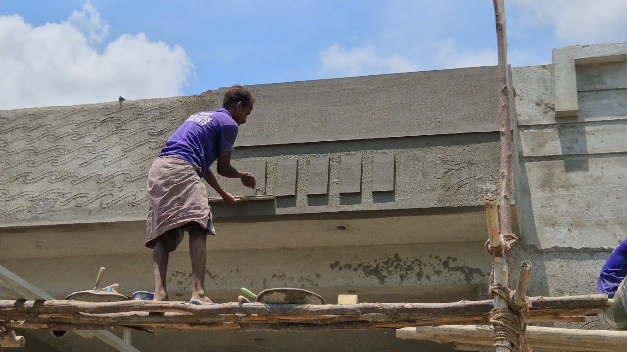 Plastering Technology of Wall Elevation Border Design Accurate with Cement|Elevation Design House