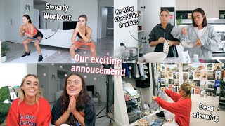 OUR HEALTHY QUARANTINE ROUTINE (at home workout + Healthy Choc Chip cookies) | Mescia Twins