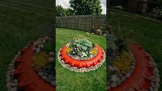 Old Tire to Beautiful Garden Planter 🌿😍 | DIY Backyard Makeover #Shorts