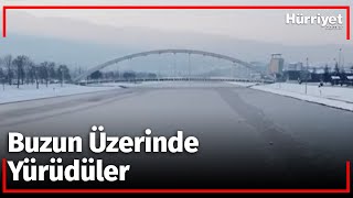 Sıcaklık - 10A Düşünce Nilüfer Çayı Buz Tuttu, Vatandaşlar Üzerinde Yürüdü