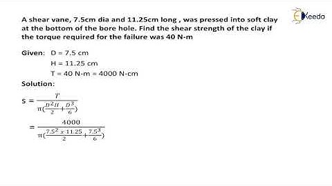 Numerical on vane shear test