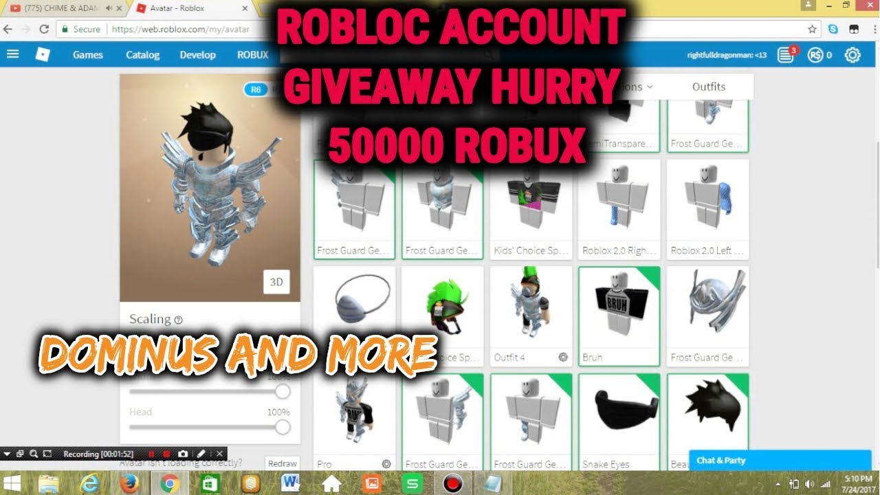 Roblox Account Giveaway 50 000 Robux Read Description Youtube - roblox robux auto subscribe