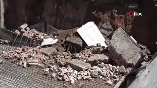 Malatya'da mühürlenen binadan beton parçaları koptu