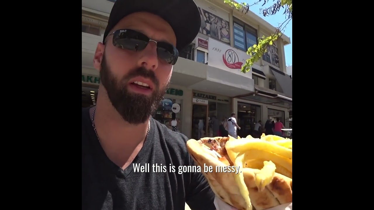 ⁣Harald Baldr $3 pork souvlaki Greece
