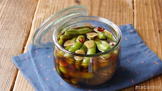 夏のおつまみ。枝豆のピリ辛醤油漬け