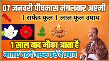 07 जनवरी मंगलवार अष्टमी 01 सफेद फूल और 01 लाल फूल वाला उपाय जरूर करें माता बहनें// Pradeep ji Mishra