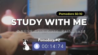 2 HOUR - STUDY WITH ME Vlog #14. Calm Piano, Relaxing Music, Rain Sound - Pomodoro 50-10 | Epic Sky