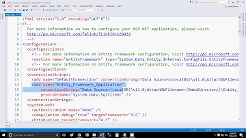 Entity Framework Application (part 7) Adding Database Location in Web Config File