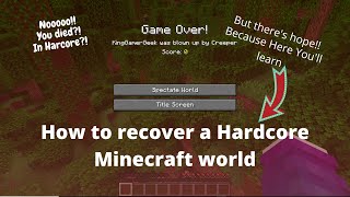 How to RECOVER a Hardcore Minecraft world if you DIE in it!! screenshot 4