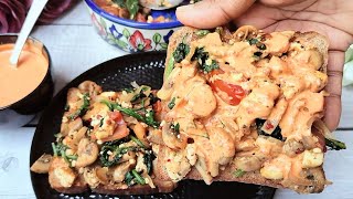 Mushroom Spinach Open Toast With High Protein Dip | Weight Loss Recipe | Mushroom & Spinach Toast