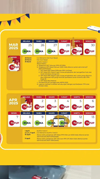 INGAT! Kalender Pajak Bulan Maret dan April 2025. #kalenderpajak #fyp #coretax #liburlebaran2025