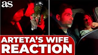 AWKWARD moment as ARSENAL FANS surround MIKEL ARTETA and his WIFE in their CAR