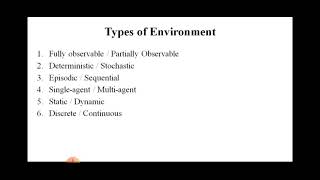 Type of environment || Artificial Intelligent