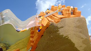 LEGO Minifigures Mini Brick Sand Castle Collapse After Tsunami And Monster Flood - LEGO Dam Breach