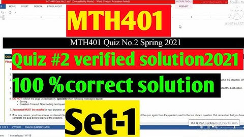 MTH401 :Quiz#2 verified solution 2021 ||set-1||100 %correct solution ||maths by Zahfran