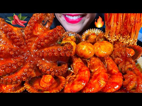 ASMR SPICY SEAFOOD BOIL *makanan laut pedas* 먹방 MUKBANG MASSIVE Eating Sounds