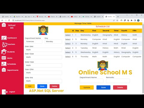 C# project | Online School  Management System Using ASP.Net and SQL Server
