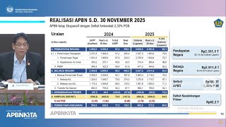 Purbaya Catat Defisit APBN Rp 560,3 triliun Atau 2,35% APBN per November 2025