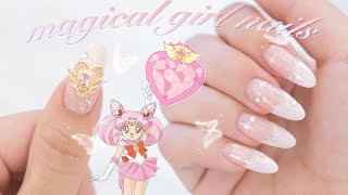 magical girl nail tutorial for beginners! 💫🎀 gel nail design
