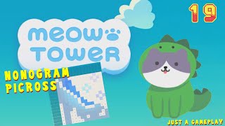 Meow Tower: Nonogram (Picross) #19 | Welcome the Dino Cat! 🐈🦖