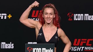 Vanessa Demopoulos and Maria Oliveira - Official Weigh-ins - (UFC Fight Night: Lewis vs. Spivak)