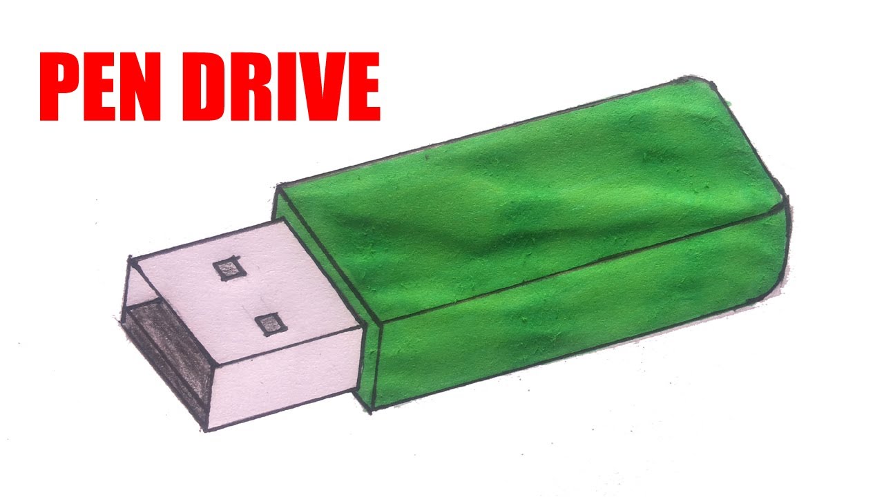Pendrive Drawing  How to Draw Pen Drive Easy  Step by Step  YouTube