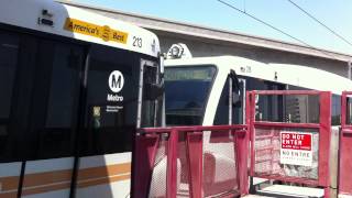 Metro Green Line arriving Westbound at Aviation/LAX 7/14/2013