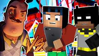 Realistic Hello Neighbor vs Minecraft Steve in REAL LIFE Mobile Game!!
