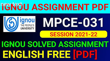 MPCE-031 Solved Assignment 2022, MPCE 31 Solved Assignment 2021-22 in English, MPCE 31 Assignment