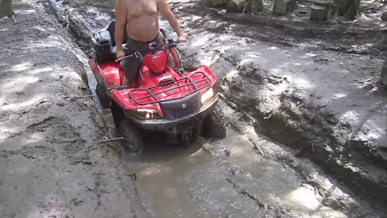2012 Suzuki King Quad 500 Stuck in the Mud - ATV Trails Charleston Maine - YouTube