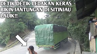 Detik-Detik Ban Truk Meledak Keras Di Sitinjau Lauik - Bikin Semua Orang Jantungan