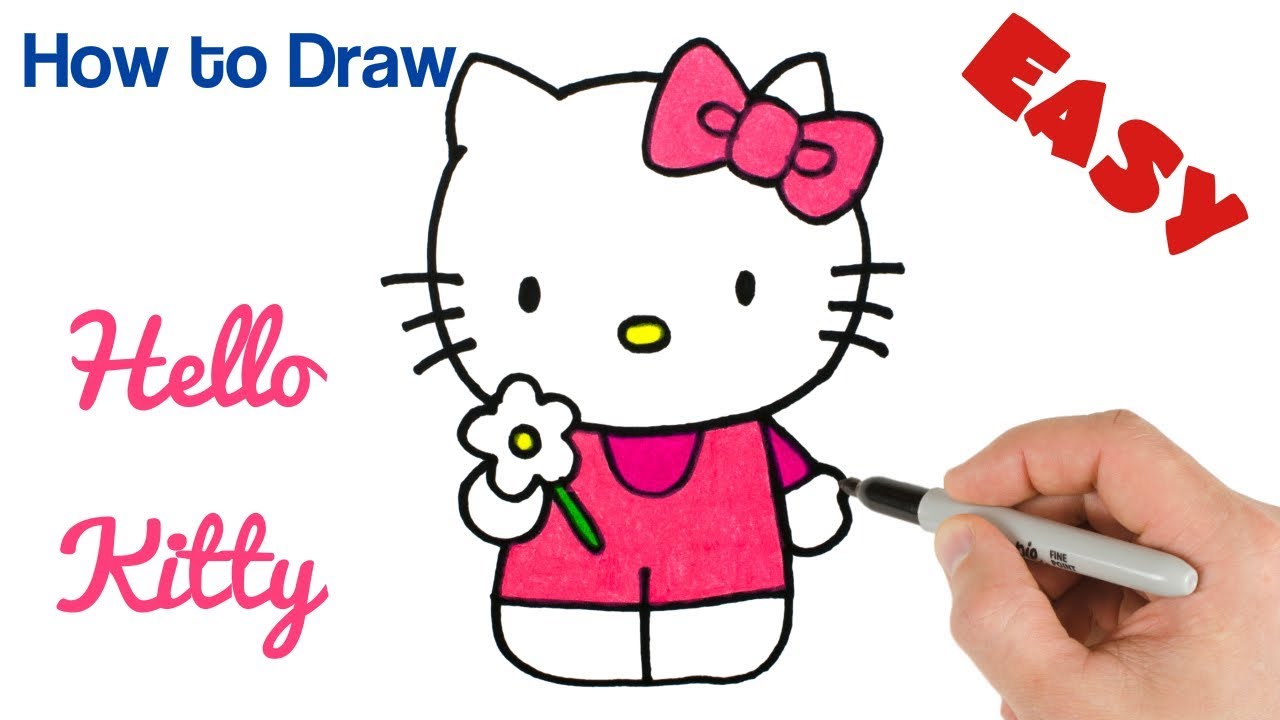 How to Draw Hello Kitty | Cartoon Drawings for beginners | Step by ...