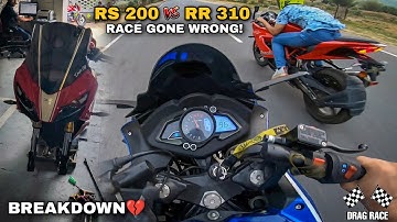 Pulsar RS 200 vs Apache RR 310 Race lag gayi! RR 310 k Brake Fail ho gaya! Bhari Nuksan | #MxK