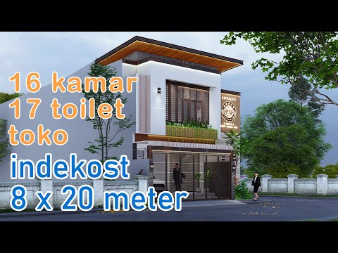 desain rumah kost 8x20 Meter 16 Kamar Tidur 17 Toilet Room Service Di Atas Lahan 8x22 Meter