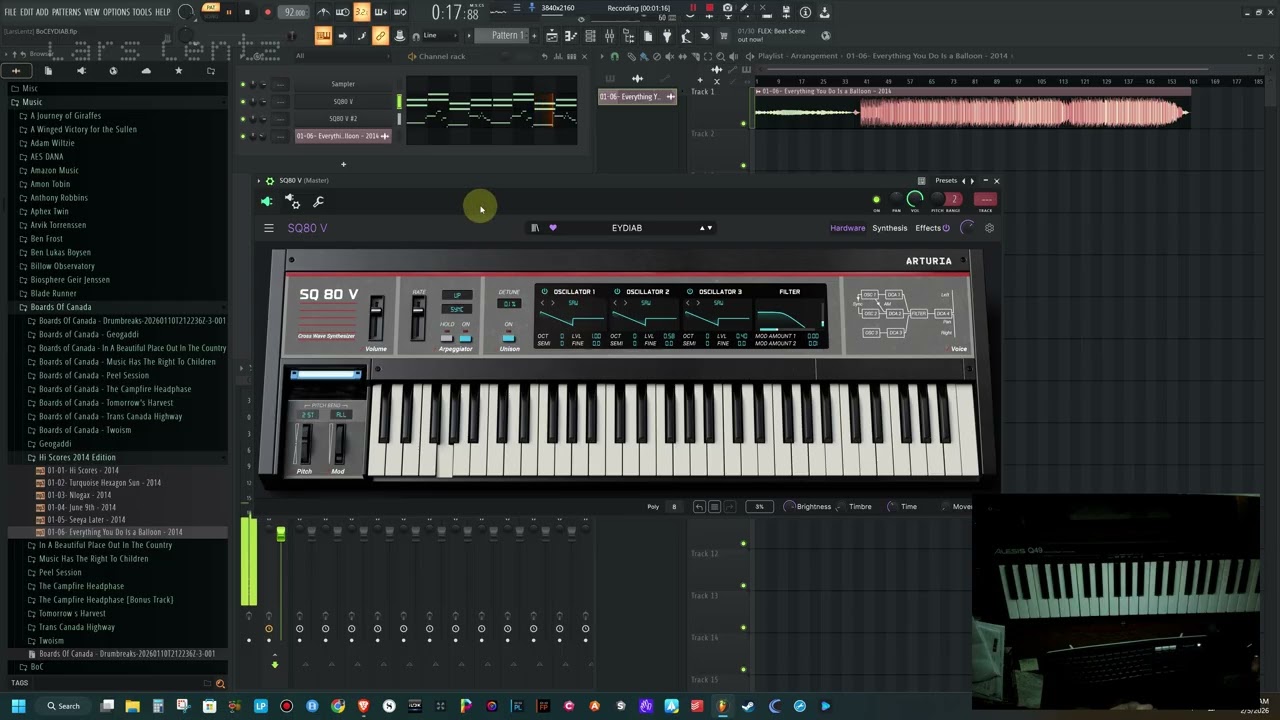 Boards of Canada's Everything You Do Is A Balloon on Arturia SQ80 V using transwave saws
