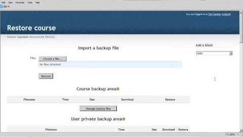 How to backup a Moodle course.