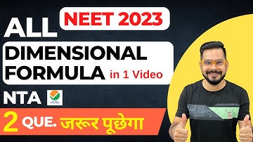 All Dimensional Formula in One Video for physics | Neet 2023 | Sachin sir