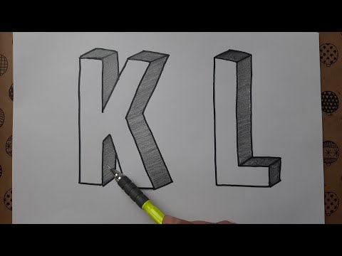 3 Boyutlu Kolay K ve L Harfi Çizimi Nasıl Yapılır - How to Draw 3-Dimensional Easy Letters K and L