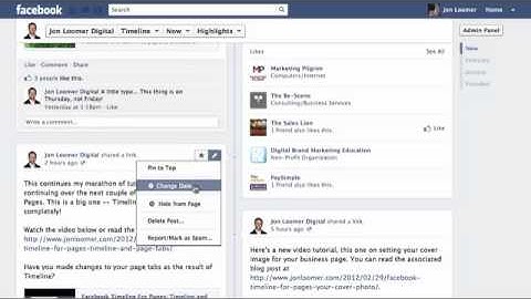 Facebook Timeline For Pages: Editing Timeline