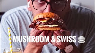 Homemade Mushroom & Swiss 🍔 طريقة المشروم اند سويس برجر من هارديز في البيت 🤫