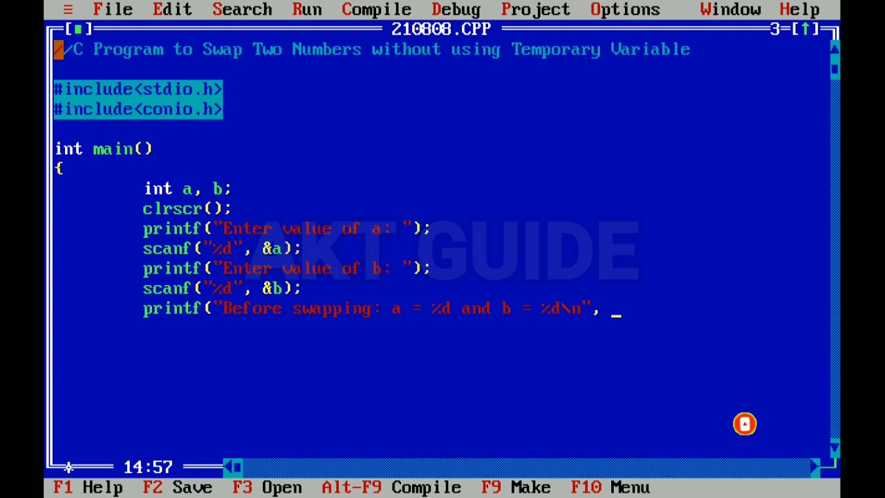 C Program to Swap Two Numbers without using Temporary Variable//akt guide