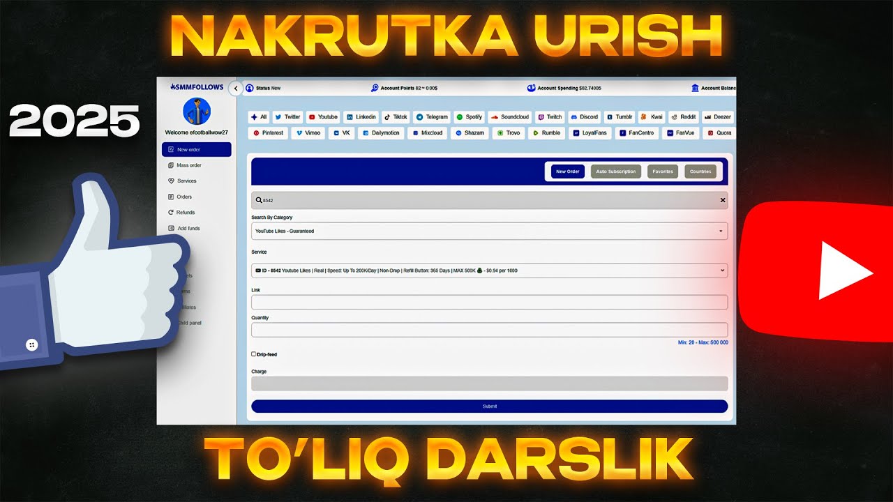 Amerika YouTube Kanalga Nakrutka Urish Siri | Darslik
