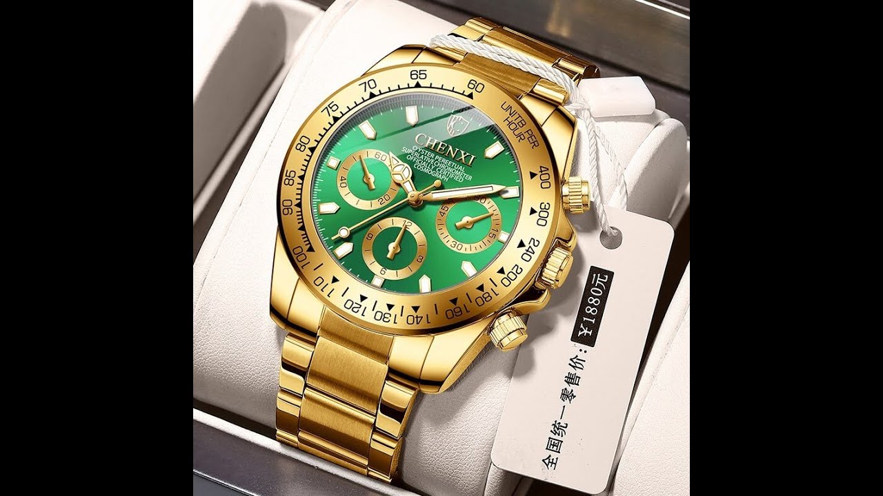 CHENXI Fashion Business Mens Watches Top Luxury Brand Quartz Watch golden green