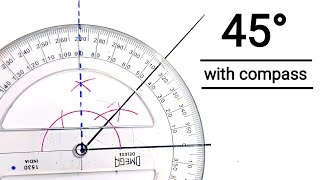 How to draw 45 degree with compass by RGBT Mathematics