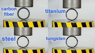 HYDRAULIC PRESS VS RING MADE OF TITANIUM AND CARBON FIBER, WHICH IS STRONGER