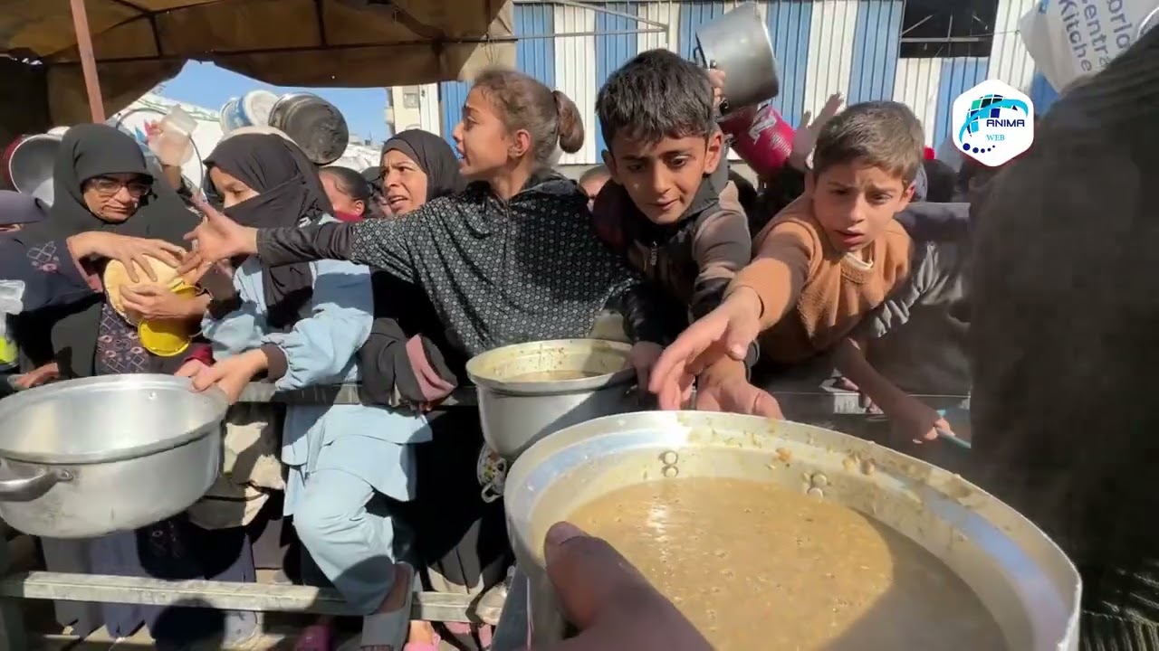 مخيم النصيرات.. طوابير الجوع تمتد لساعات أمام التكايا