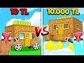 10 TL FAKİR YÜRÜYEN EV VS 10.000 TL ZENGİN UÇAN EV! 😱 - Minecraft