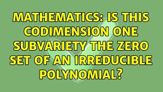 Mathematics: Is this codimension one subvariety the zero set of an irreducible polynomial?