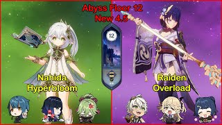 Spiral Abyss 4.5 - C0 Nahida Hyperbloom & C0 Raiden Overload | Floor 12 - Genshin Impact